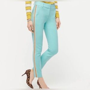 J. Crew Aqua Straight Leg Pants with Gold Stripe